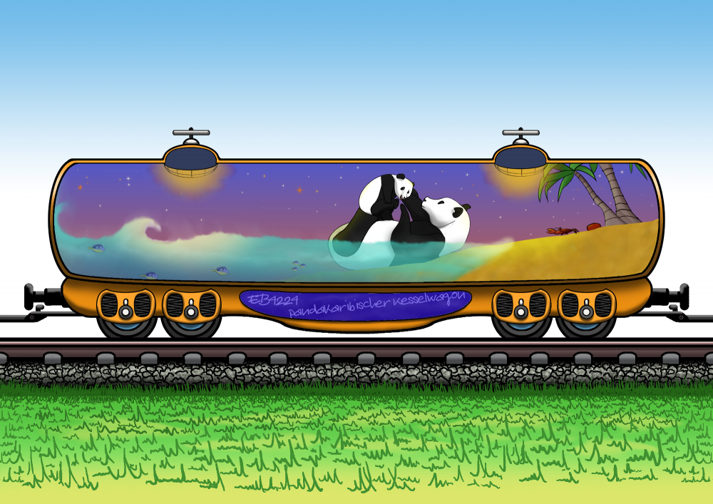 Illustration: Pandakaribik im Kesselwagon (in Arbeit) 1