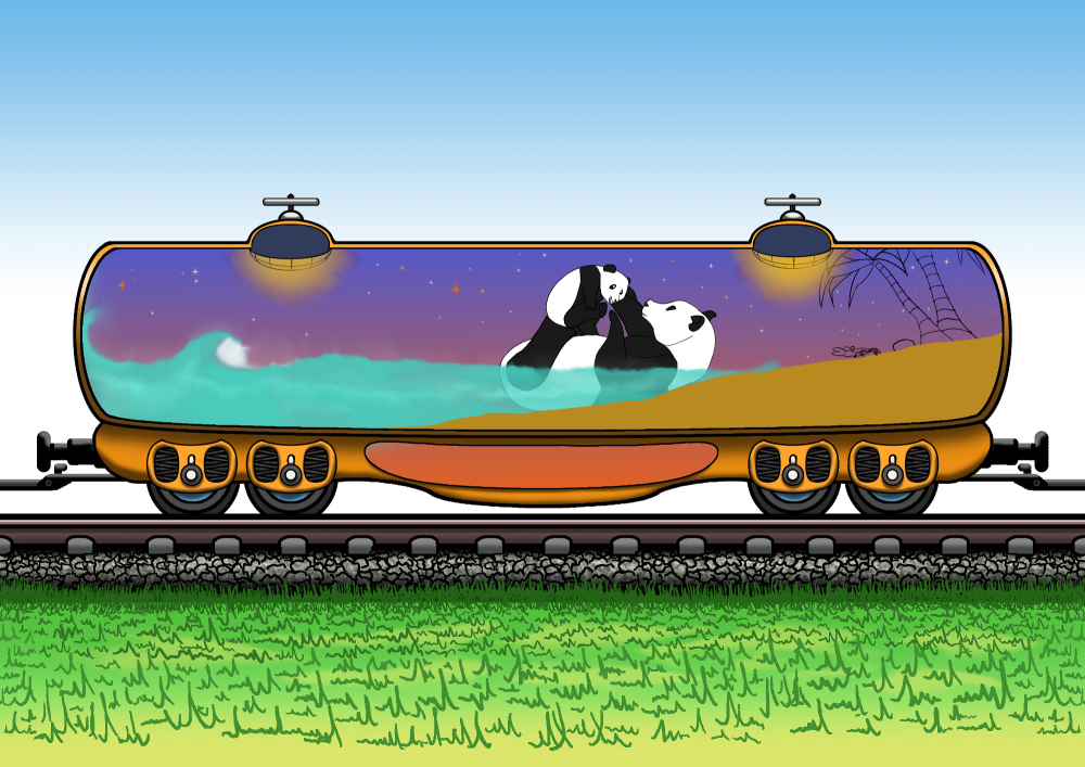 Illustration: Pandakaribik im Kesselwagon (in Arbeit) 2