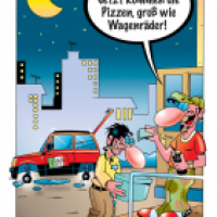 Cartoon von Stefan Bayer: Pizzataxi