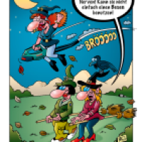 Cartoon von Stefan Bayer: Laubbläser