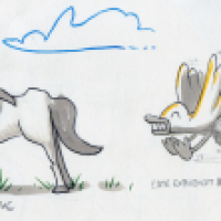 Pferd mit Wolke und Interpretation der Wolke