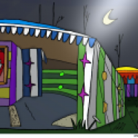 Landschaft mit Clown