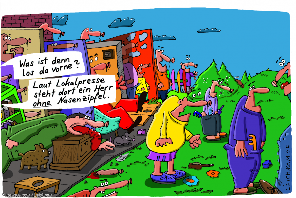 Cartoon: Da vorne ... 1