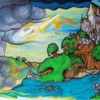 Dramatic landscape with castle