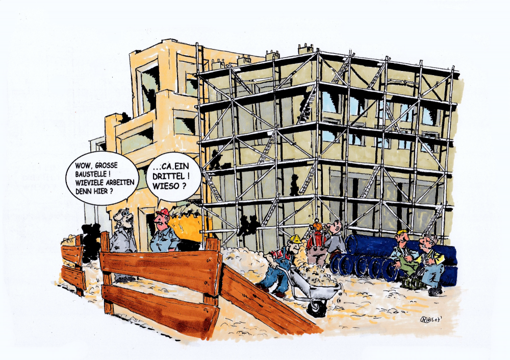 Cartoon: Arbeiter auf der Baustelle 1