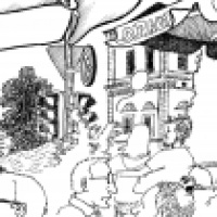 Leute im Café und draußen