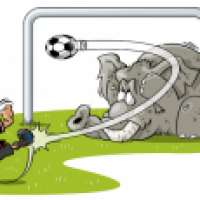 Fußballgirl mit Elefant