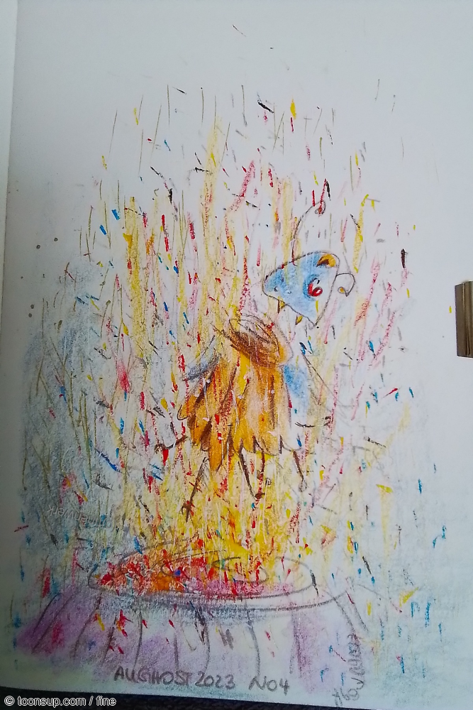 Illustration: die blassblaue holzombiene im aughost2023 - winter 1