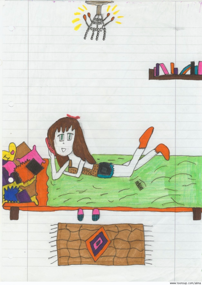 Illustration: Manga Mädchen telefoniert 1