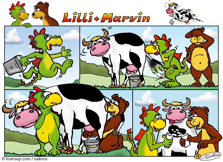 Cartoon: Lilli + Marvin - Kühe melken! 1