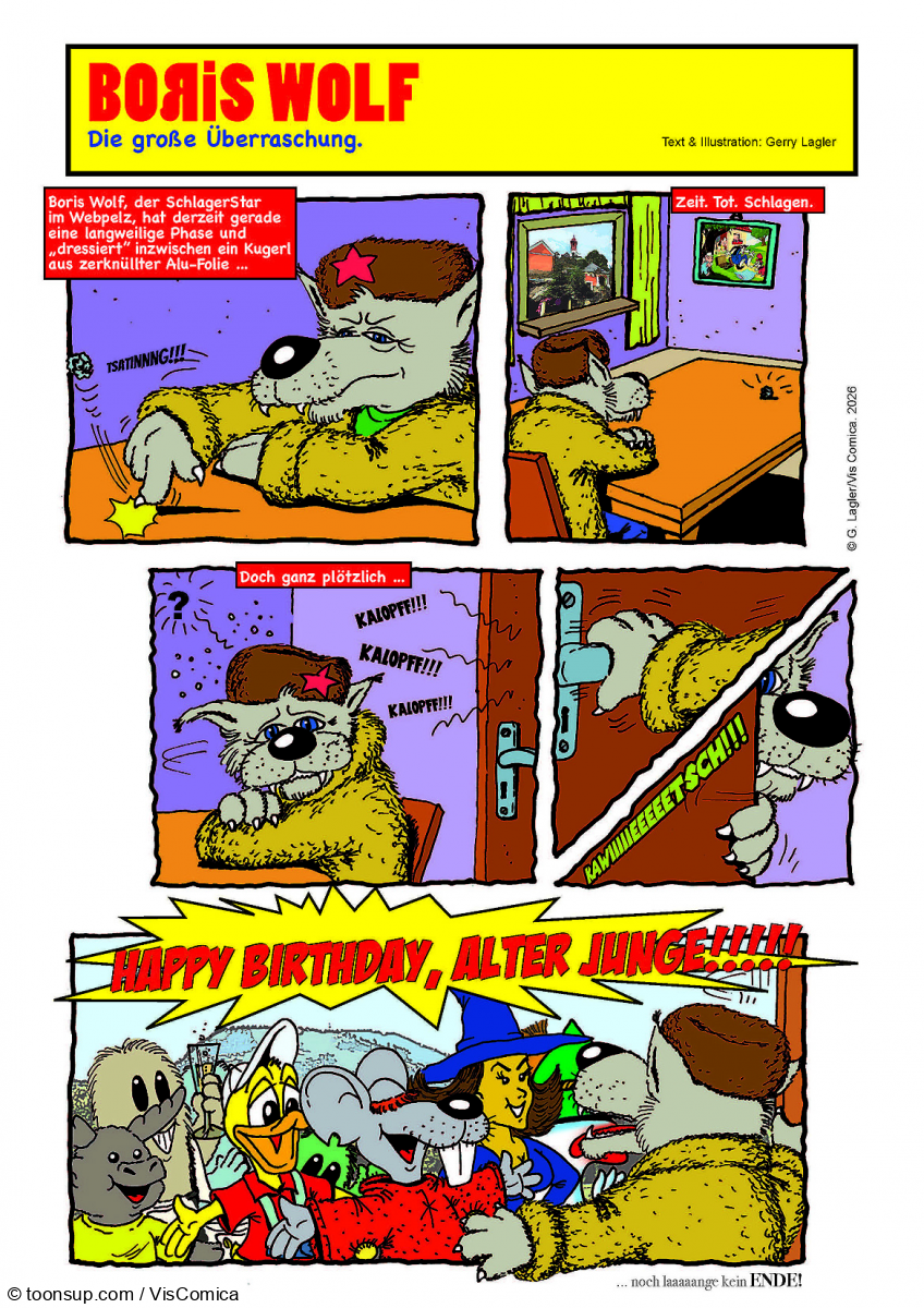 Comic: Boris. Wolf. Birth. Day. 1