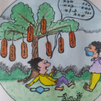Environmental cartoon on Corona