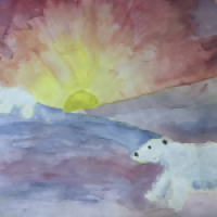 Eisbären im Sonnenuntergang