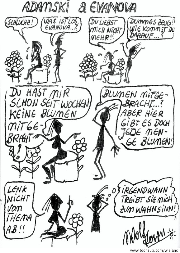 Cartoon: Adamski & Evanova -- Streß im Paradies 1