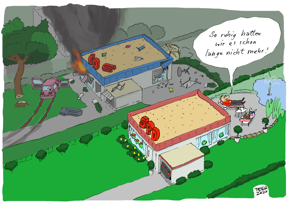 Cartoon: CDU zerlegt sich  SPD in Ferienlaune 1