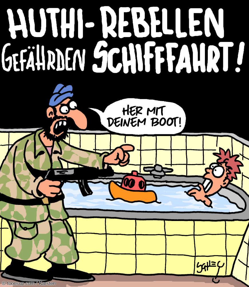 Cartoon: Huthi-Rebellen sind gefährlich! 1