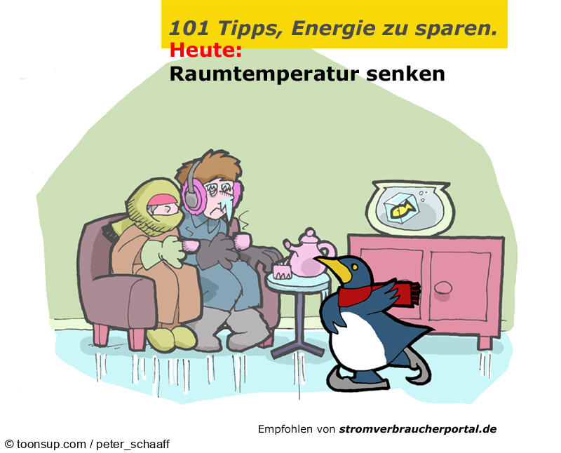 Cartoon: Energiespartipp November: Raumtemperatur senken 1