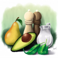 Avocado, Birne - Stilleben