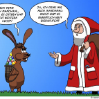 April-Osterhase und Weihnachtsmann