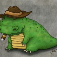 Krokodil mit Zigarre