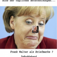 Merkel mit Briefmarke