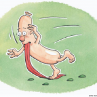 Zungenwurst, tollpatschig