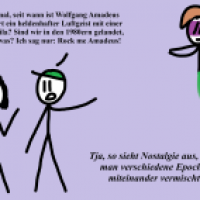 Rock me Amadeus! - Strichmännchen-Cartoon