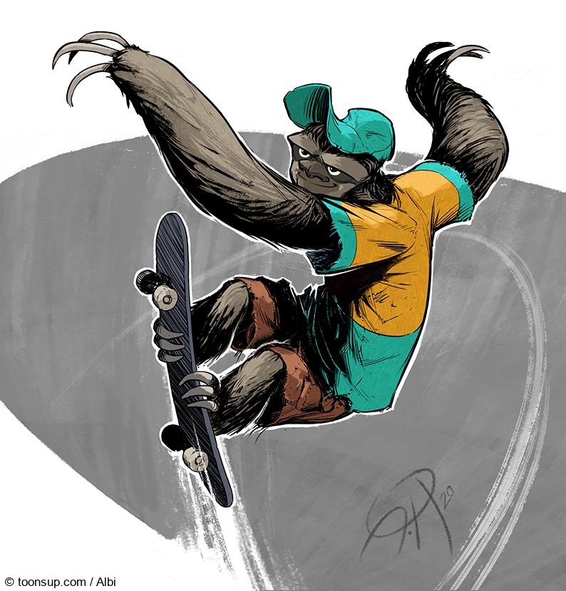 Illustration: Halfpipe-Faultier 1